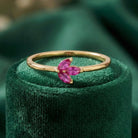 14K Solid Gold Ruby Marquise Ring Minimal Floral Gold Ring Stackable Gold Ring for Women