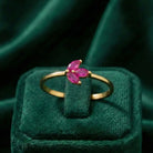 14K Solid Gold Ruby Marquise Ring Minimal Floral Gold Ring Stackable Gold Ring for Women