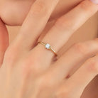 14k Solid Gold Simulant Diamond Ring Dainty Minimalist Engagement Ring