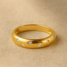 14K Solid Gold Simulated Diamond Ring Flush Set Wedding Band