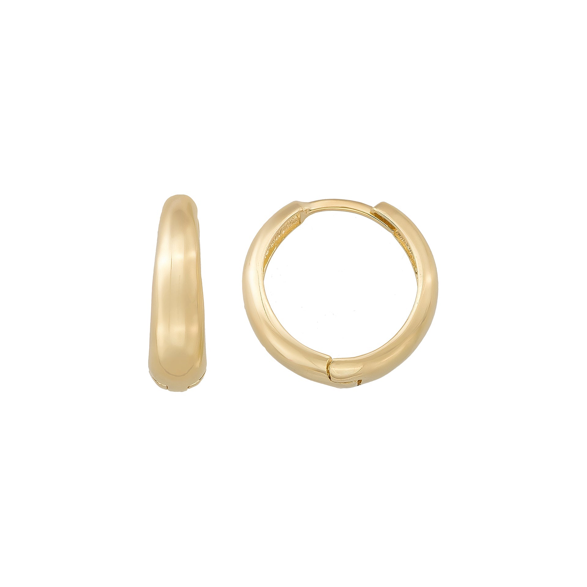 14K Solid Gold Slim Dome Huggie Hoop Earrings | Everyday Hoops for Women - Single (1 Earring) / 14K Yellow Gold - Hoop