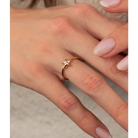 14K Solid Gold Small Star Solitaire CZ Ring - Rings