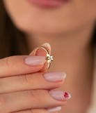 14K Solid Gold Small Star Solitaire CZ Ring - Rings