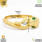 14K Solid Gold Snake Ring Emerald Eyes Ouroboros Ring for Women & Men