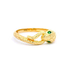 14K Solid Gold Snake Ring Emerald Eyes Ouroboros Ring for Women & Men