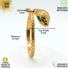 14K Solid Gold Snake Ring – Ouroboros Design with Emerald Eyes