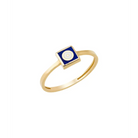 14K Solid Gold Square Dainty Evil Eye Ring Blue - Rings