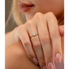 14K Solid Gold Square Dainty Evil Eye Ring Blue - Rings