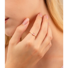 14K Solid Gold Square Dainty Evil Eye Ring Red - Rings