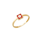 14K Solid Gold Square Dainty Evil Eye Ring Red - Rings