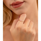 14K Solid Gold Square Dainty Evil Eye Ring Red - Rings