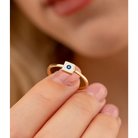 14K Solid Gold Square Dainty Evil Eye Ring White - Rings