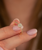 14K Solid Gold Square Flat CZ Ring - Rings