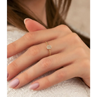 14K Solid Gold Square Flat CZ Ring - Rings