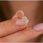 14K Solid Gold Square Signet Ring Cubic Zirconia Full Eternity Band