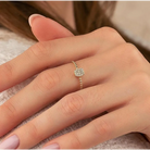 14K Solid Gold Square Signet Ring Cubic Zirconia Full Eternity Band