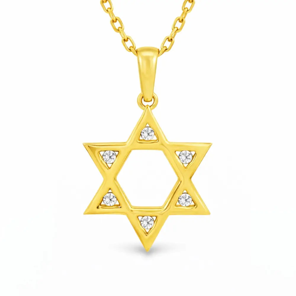 14K Solid Gold Star of David Necklace Sparkle CZ Magen David Pendant Religious Jewish Jewelry Bat Mitzvah Gift