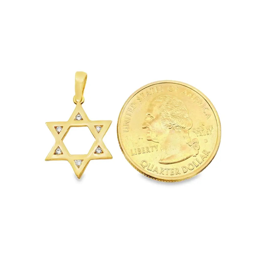 14K Solid Gold Star of David Necklace Sparkle CZ Magen David Pendant Religious Jewish Jewelry Bat Mitzvah Gift