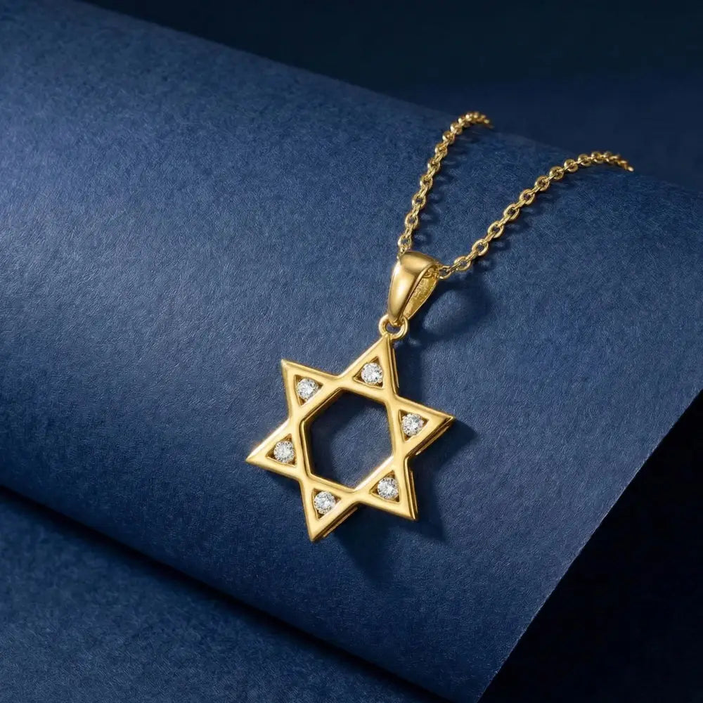 14K Solid Gold Star of David Necklace Sparkle CZ Magen David Pendant Religious Jewish Jewelry Bat Mitzvah Gift
