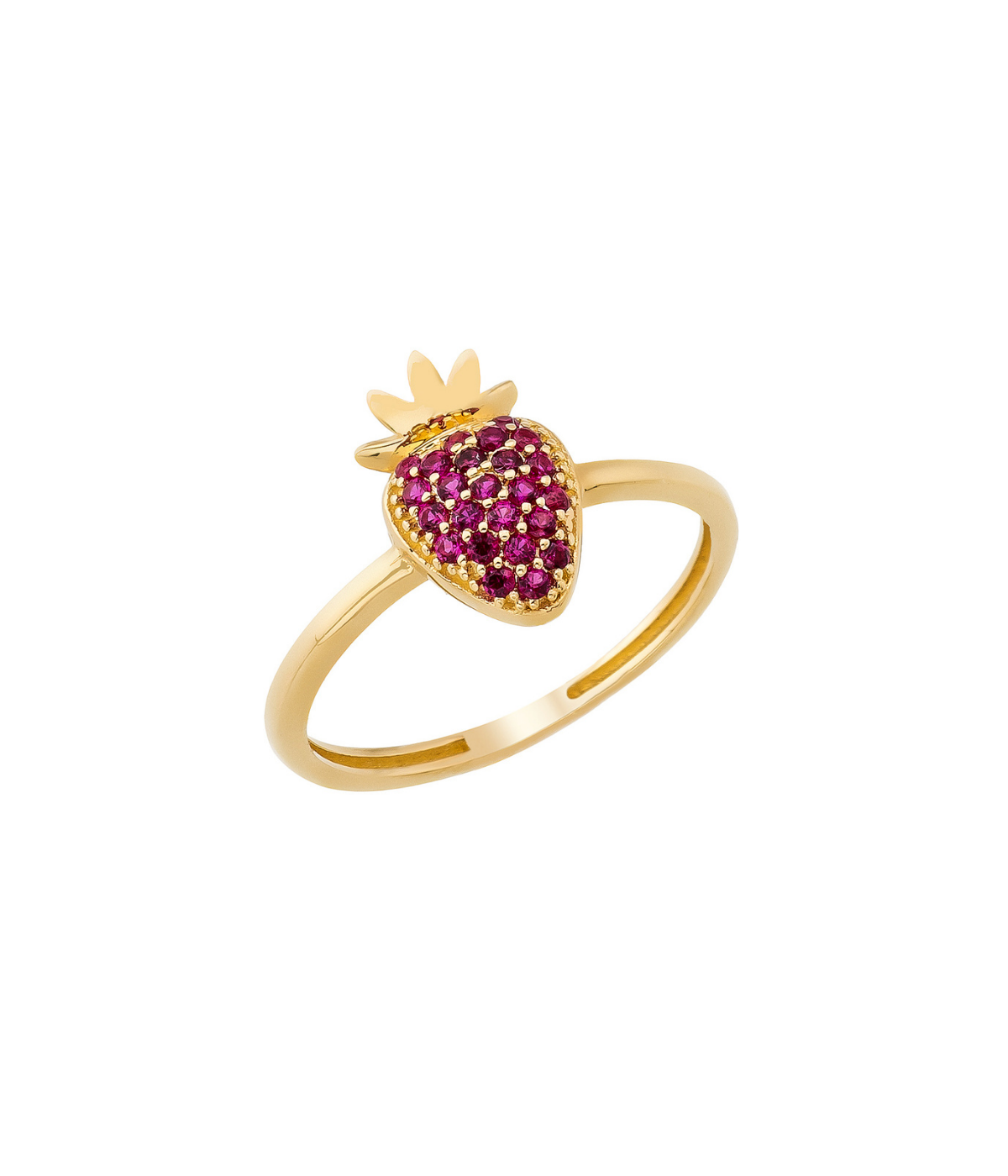 14K Solid Gold Strawberry Ring - Rings