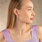 14K Solid Gold Stripe Huggie Hoop Earrings | Side Ribbed Hoops for Women - Hoop Earrings