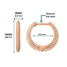 14K Solid Gold Stripe Huggie Hoop Earrings | Side Ribbed Hoops for Women - Hoop Earrings