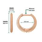 14K Solid Gold Stripe Huggie Hoop Earrings | Side Ribbed Hoops for Women - Hoop Earrings