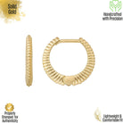 14K Solid Gold Stripe Huggie Hoop Earrings | Side Ribbed Hoops for Women - Hoop Earrings