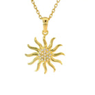 14K Solid Gold Sun Pendant Necklace Diamond Accent Handcrafted Jewelry Celestial Charm Sunshine Gift for Her Minimalist