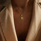 14K Solid Gold Sun Pendant Necklace Diamond Accent Handcrafted Jewelry Celestial Charm Sunshine Gift for Her Minimalist