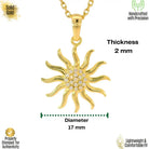 14K Solid Gold Sun Pendant Necklace Diamond Accent Handcrafted Jewelry Celestial Charm Sunshine Gift for Her Minimalist