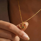 14K Solid Gold Swirl Heart Necklace Black Stone Pendant Dainty Romantic Jewelry Anniversary Birthday Gift for Wife