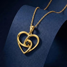 14K Solid Gold Swirl Heart Necklace Black Stone Pendant Dainty Romantic Jewelry Anniversary Birthday Gift for Wife