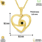 14K Solid Gold Swirl Heart Necklace Black Stone Pendant Dainty Romantic Jewelry Anniversary Birthday Gift for Wife