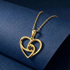 14K Solid Gold Swirl Heart Necklace Black Stone Pendant Dainty Romantic Jewelry Anniversary Birthday Gift for Wife