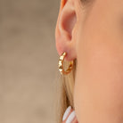 14K Solid Gold Textured Huggie Hoop Earrings | 11.8mm & 13.7mm Summer Jewelry Gift for Women - Hoop Earrings