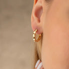 14K Solid Gold Textured Huggie Hoop Earrings | 11.8mm & 13.7mm Summer Jewelry Gift for Women - Hoop Earrings