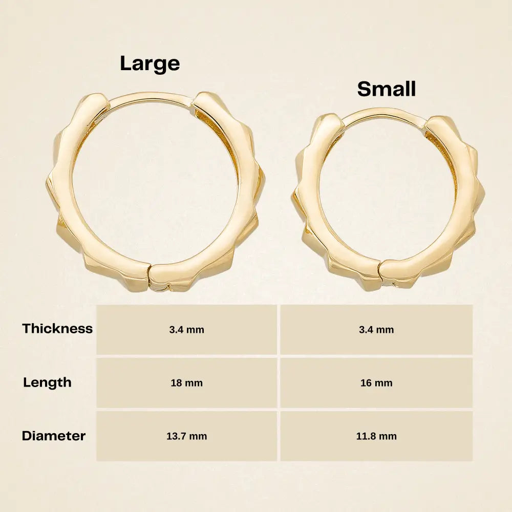 14K Solid Gold Textured Huggie Hoop Earrings | 11.8mm & 13.7mm Summer Jewelry Gift for Women - Hoop Earrings