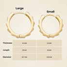 14K Solid Gold Textured Huggie Hoop Earrings | 11.8mm & 13.7mm Summer Jewelry Gift for Women - Hoop Earrings