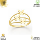 14K Solid Gold Three Butterfly Ring Split Shank Band