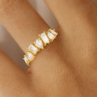 14K Solid Gold Toi Et Moi Ring Pear & Emerald Simulated Diamond