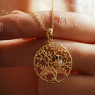 14K Solid Gold Tree of Life Necklace Wisdom Owl Pendant Charm Gift Family Tree Jewelry Nature Lover Gift for Her
