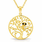 14K Solid Gold Tree of Life Necklace Wisdom Owl Pendant Charm Gift Family Tree Jewelry Nature Lover Gift for Her