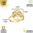 14K Solid Gold Tree of Life Ring Multicolored Gemstones Handmade Jewelry Nature-Inspired Design - Statement Ring