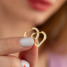 14K Solid Gold Triangle Heart Huggie Hoop Earrings | Geometric Pear-Shape Hoops for Women - Earrings
