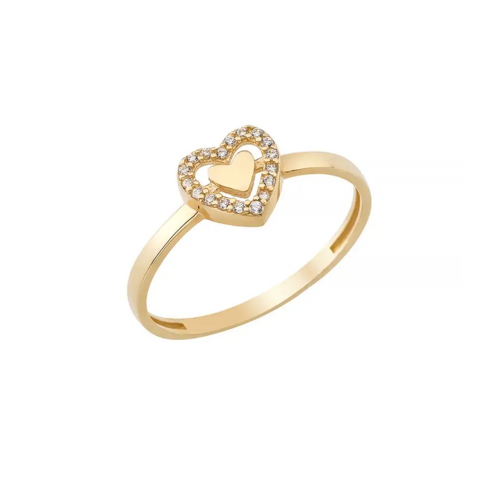 14K Solid Gold Twined Heart Ring - Rings