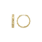 14K Solid Gold Twist Chain Huggie Hoop Earrings | Chunky Ribbed Hoops for Women - Single Small / 14K Yellow Gold - Hoop
