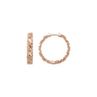 14K Solid Gold Twist Chain Huggie Hoop Earrings | Chunky Ribbed Hoops for Women - Single Small / 14K Rose Gold - Hoop