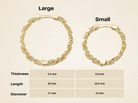 14K Solid Gold Twist Chain Huggie Hoop Earrings | Chunky Ribbed Hoops for Women - Hoop Earrings