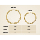 14K Solid Gold Twist Chain Huggie Hoop Earrings | Chunky Ribbed Hoops for Women - Hoop Earrings
